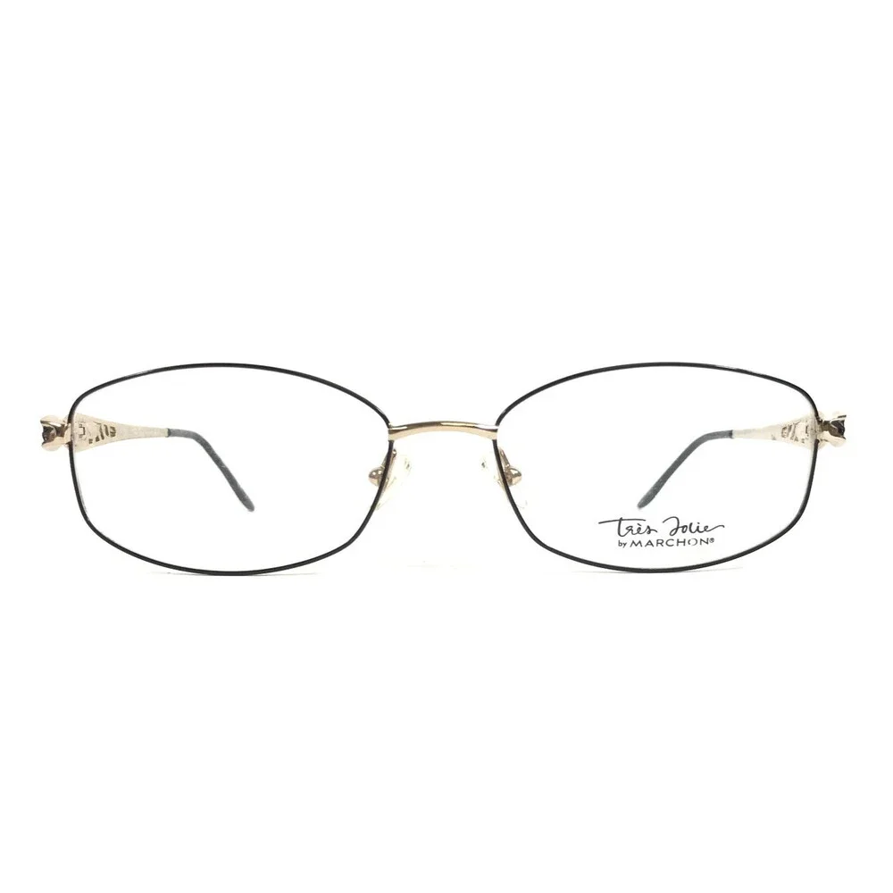 Tres Jolie Eyeglasses Frames 135 003 Black Light Golden Wire Rim 55-17-135